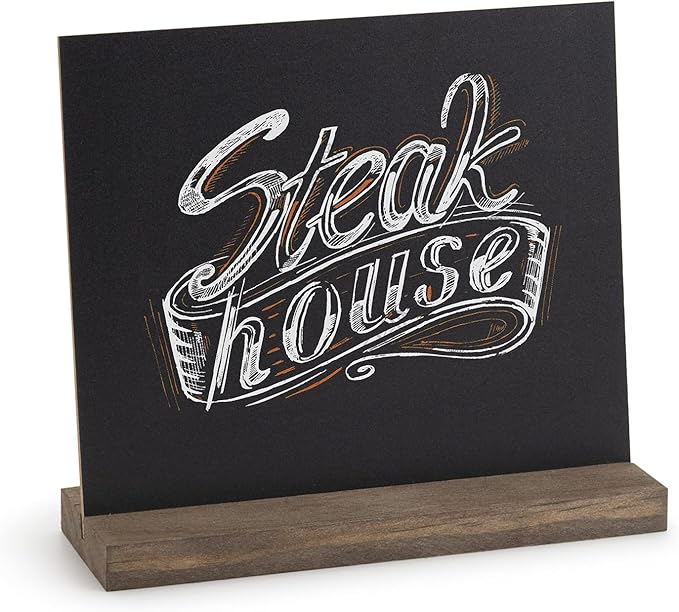 ONUPGO Chalkboard Signs - 5x6 Inch Double Side Mini Tabletop Chalkboard Sign with Stands, Set of 6 - Decorative Vintage Woode Chalkboard Table Signs Small Message Chalk Board Sign