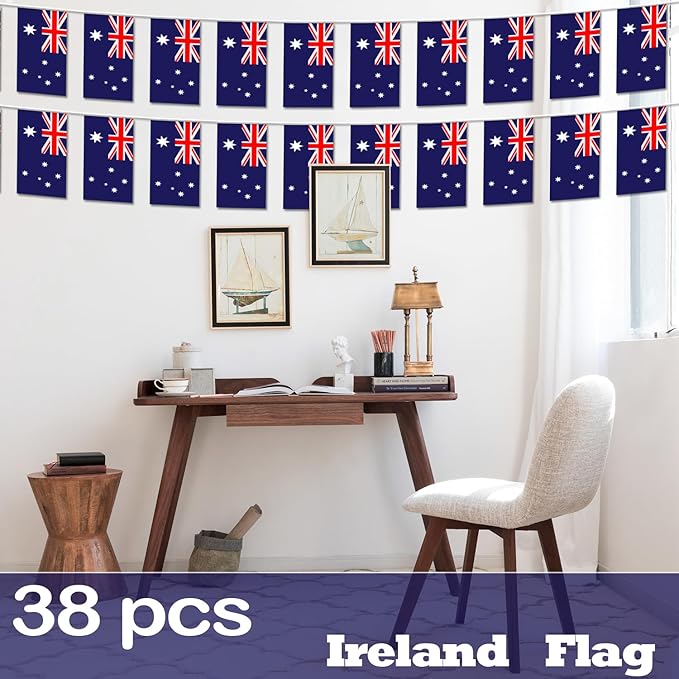 Australia String Flag Pennant Banner - 38 Flags, 42 Feet Small Mini Australian Flags Bunting Banner for Country Decoration, School, Party, Sports Events