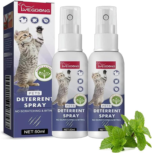 Cat Deterrent Spray Indoor & Outdoor, Natural Cat Spray Deterrent, Cat Deterrent Stopping Scratching & Urine Making, Anti-Pee Deterrent Spray, Effective for Tranning Aid, 2Pcs