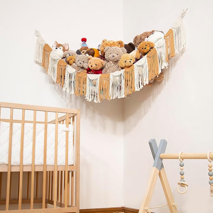 Amdermi Stuffed Animal Hammock Hanging Net Organizer for Children's Room Stuffed Animal Toy Hammock for Teddy net Corner Hanging Toy Net for Bedroom