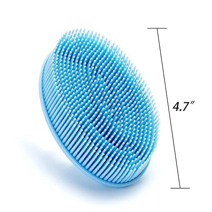 Premium Sensory Brush for Kids or Autism,Soft Silicone Body Scrubber,2 in 1 Sensory Room Occupational Therapy Sensory Brushes,Silicone Loofah,Pets Shower Brush Bath Brush Shampoo Brush(Big Oval-Blue)
