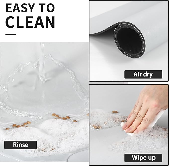 Dog Food Mat - Absorbent Cat Mat for Food and Water, No Stains Pet Feeding Bowl Mat, Easy to Clean Pet Placemats, Quick Dry Dog Water Dispenser Mat for Messy Drinkers | Light Grey 12"x 19"