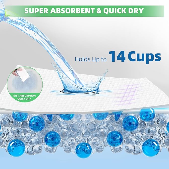 IMMCUTE Cat Pads 16.9"" X 11.4"", Lemon Scent, 30 Ct, Pee Pads for Cats, Thickened Super Absorbent Pee Pads, Odor Control, Cat Pads for Litter Box System, Cat Pad Refills, Cat Litter Pads, Green