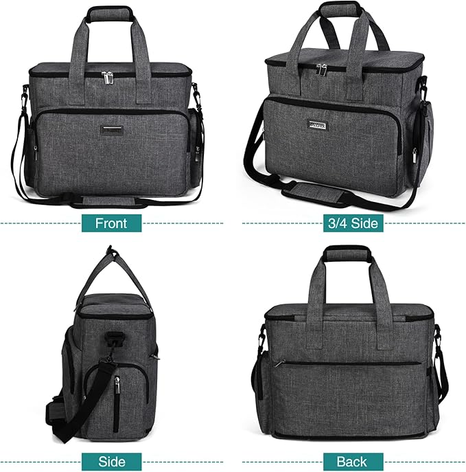 BAGLHER Dog Travel Bag, Airline Approved Pet Tote Organizer with Multi-Function Pockets, 2 X Food Storage Containers and 2 X Collapsible Bowls, Perfect Weekend Pet Travel Set for Dog, Cat Grey