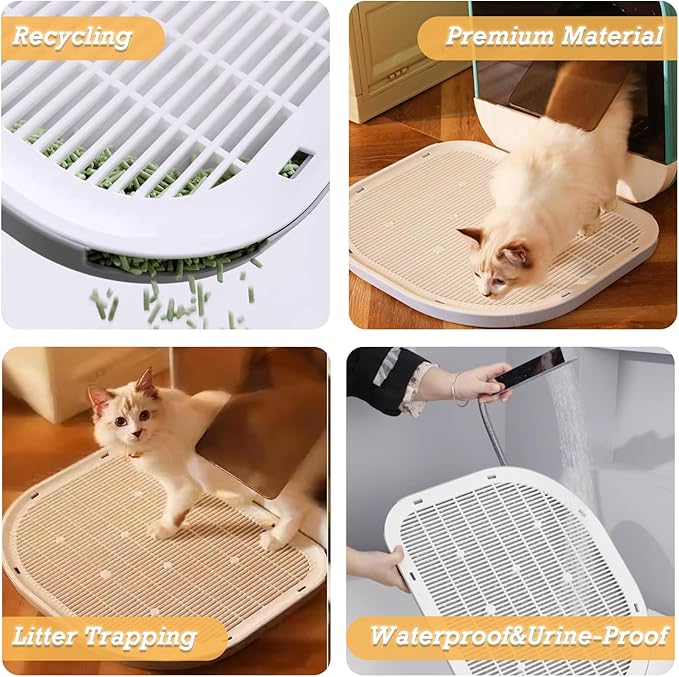 Cat Litter Mat Litter Trapping Mat,19.29"×14.96",Cat Litter Box Mat for Floor,Large Litter Matt for Cat Litter Box,Kitty Litter Mat Catcher,Waterproof Urine Proof,Washable,Easy Clean,Less Waste(Green)