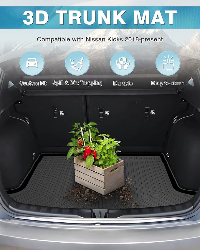 Mixsuper Cargo Liner Compatible with 2018-2023 Nissan Kicks All Weather Cargo Mat Trunk Liner Black