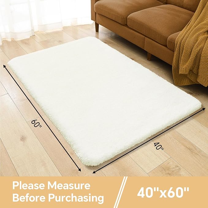 Cream Bathroom Rugs 40"x60" – Oversized Plush Non-Slip Microfiber Bath Mat, Absorbent & Washable – Ideal for Large Bathrooms or Living Rooms