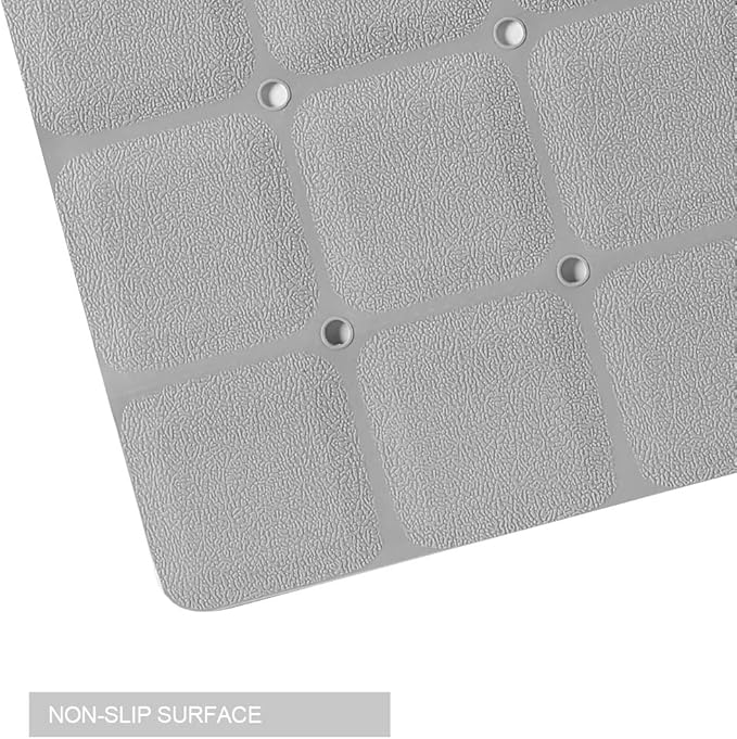 Foldable Non Slip Silicon Bath Mat Bathtub mat no Suction Cups Shower mats for Textured Tub and Reglazed Tub (Foldable -Grey, 28-inch x 14-inch)