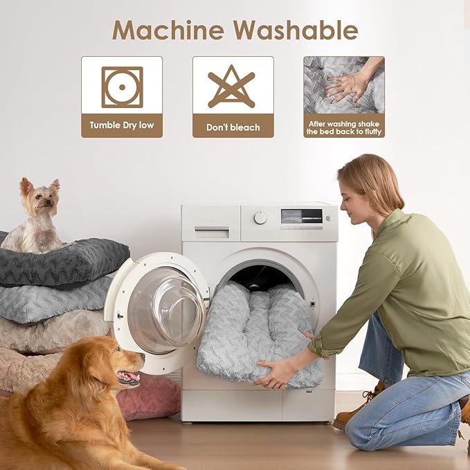 EHEYCIGA Washable XL Dog Bed for Crate 41x27 Inch, Reversible Kennel Pad for Extra Large Dogs Weight Up to 75 lbs, Plush and Comfy Pet Sleeping Mat, Grey