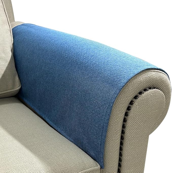 NOYOURS Couch Arm Covers, Anti-Slip Sofa Armrest Cover for Recliner, 2pc Washable Sofa Arm Covers, Dogs Cats Pet Scratch Proof Couch Arm Protectors, Blue, 24x28inch