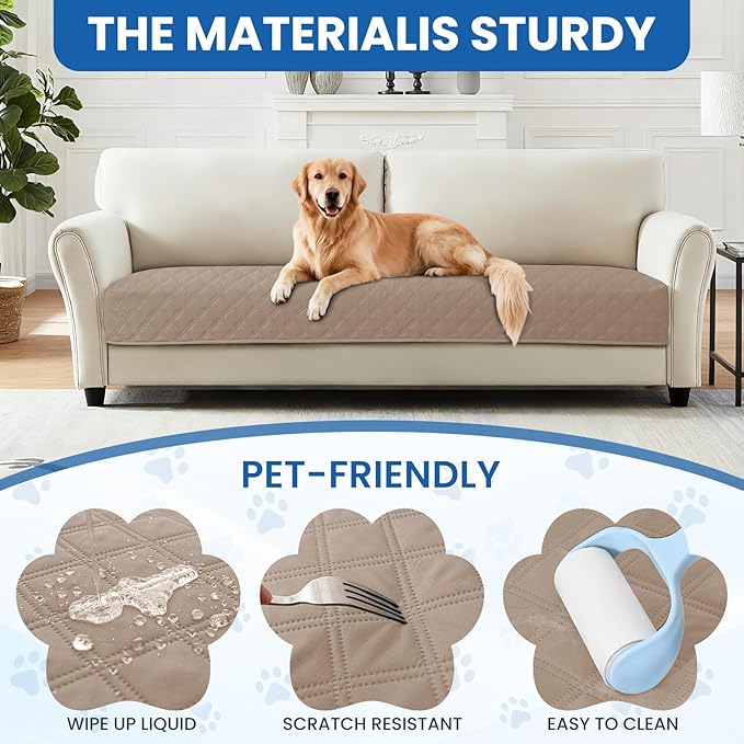 CYCMACO Waterproof Dog Blanket, Non-Slip Soft Pet Bed Cover, Couch Cover for Dogs Washable, Protects Sofa, Furniture, Crate, Car, Tear Resistant Leakproof Pet Blanket (30x53 Inch, Khaki)