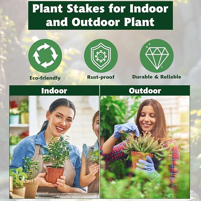 30 Pcs Adjustable Plant Support Stakes Garden Single Stem Support Stake Plant Cage Support Rings with Plant Clips and Connect Pipe for Orchid Rose Tomato, 12 Inch