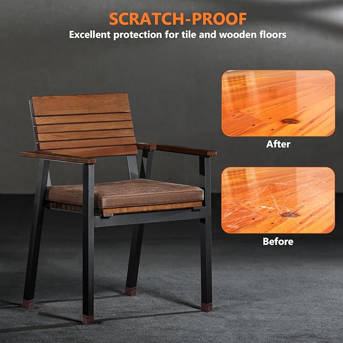 16pcs Square Chair Leg Floor Protectors, Felt Pads Chair Leg Protectors for Hardwood Floors, SiliconeFurniture Feet Cups Covers Felt Pads, Prevents Scratches & Reduce Noise, Brown, X-Small