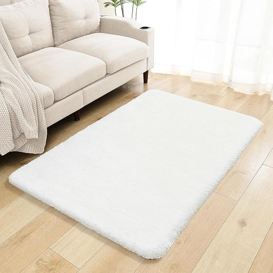 White Bathroom Rugs 40"x60" – Oversized Plush Non-Slip Microfiber Bath Mat, Absorbent & Washable – Ideal for Large Bathrooms or Living Rooms