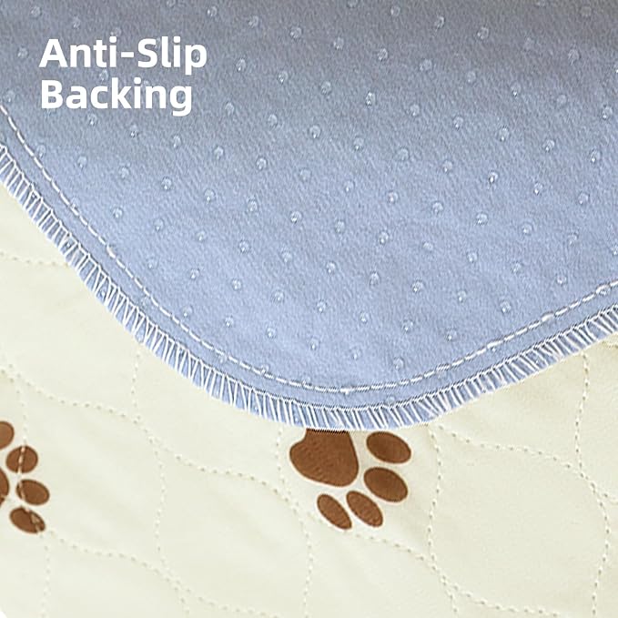 PUPTECK Washable Pee Pads for Dogs - Waterproof Reusable Puppy Potty Training Pads Whelping Mat - Fast Absorption Non-Slip Pet Food Feeding Mat (Beige, 36x72 Inch (Pack of 2))