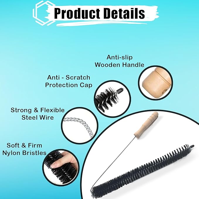 Dryer Vent Cleaner Kit (2-Pack): Flexible Extra Long Lint Brush & Refrigerator Coil Brush - Professional Dust & Pet Hair Remover for Appliance Cleaning