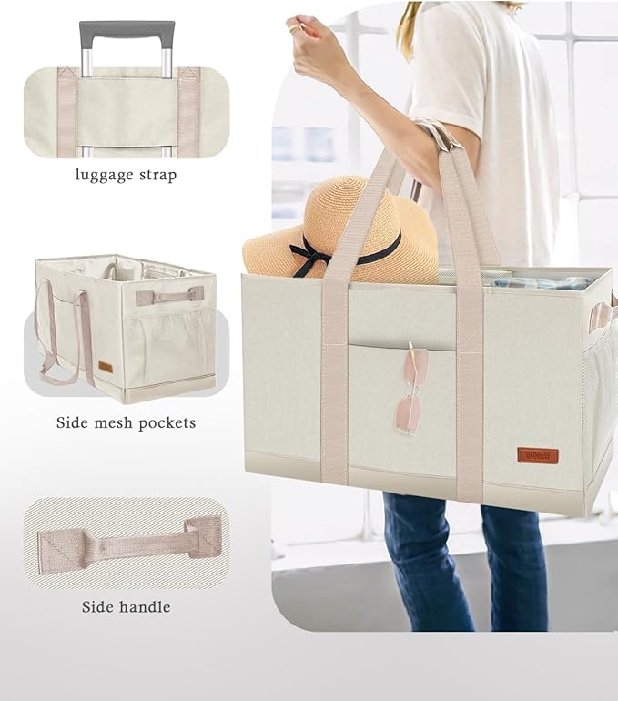 WONDAY Standing Extra Large Reusable Grocery Bag Carrier with Handle, Thirty One Utility Tote Foldable for Shopping and Beach