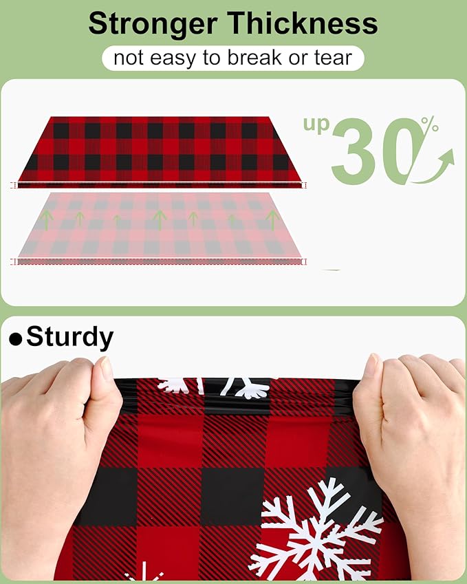 Smiry 12 Packs Buffalo Disposable Table Cloth, 54 x 108 Inch Waterproof Plastic Tablecloth, Rectangle Snowflake Red Checkered Table Covers for Picnic, Christmas, Birthday, Party