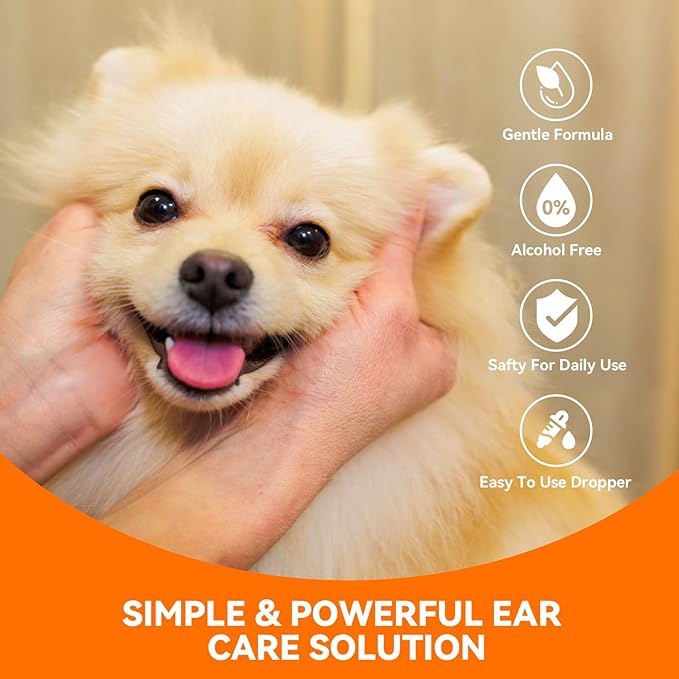 Dog Ear Cleaner, Natural Dog Ear Drops and Infection Treatment, Quantum Silver Dog Ear Cleaning Solution for Itching, Irritation & Wax Build-Up,1oz