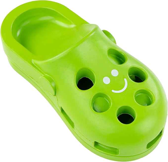 Clog Large Treat Toy for Dogs Puzzle Enrichment Shoe – Natural Rubber Chew Toy – Durable, Interactive Cognitive Feeder – Eco-Friendly, Non-Toxic & Dishwasher Safe – Green