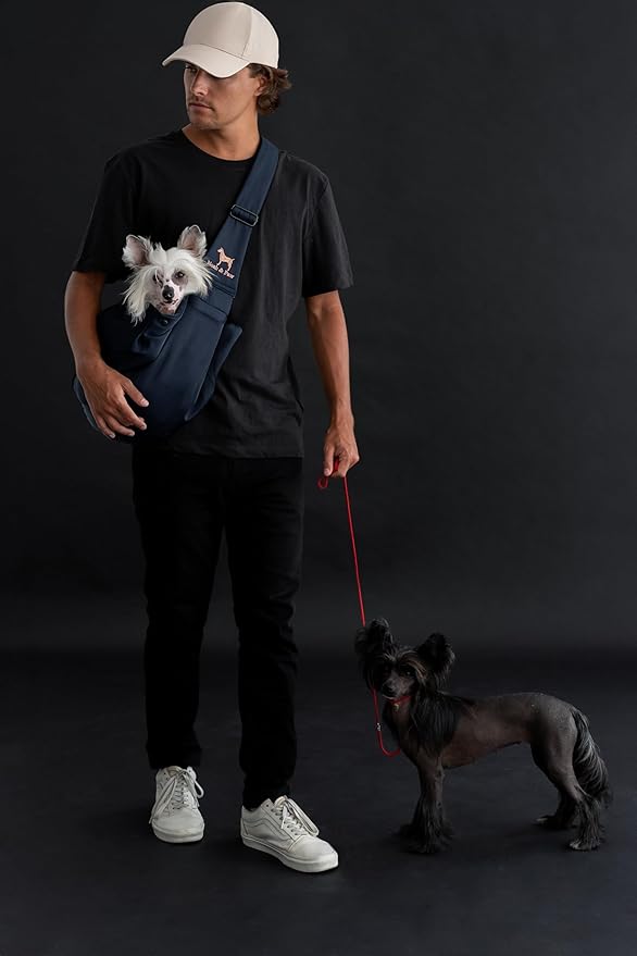 Noah & Paw Dog Sling Carrier for Small Dogs 5-18lb, Dog Sling for Small Dogs and Cats, Dog Carrier with Adjustable Padded Strap, Premium Twill, Lined with Fur, Double Safety Feature, Machine Washable