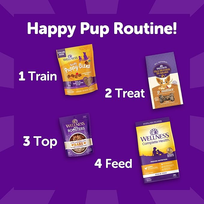 Wellness Puppy Treats, Natural, Training Treat, Grain Free, Crunchy Chicken & Carrot (6 Ounce Bag)