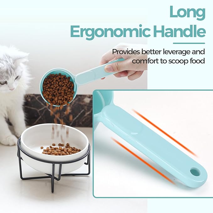 MSBC Melamine Pet Food Scoop, Cat Food Measuring Cups, Comfortable Long Handle Scoop for Dog, Cat, Ferret and Rabbit Food, 1 Cup Size Pet Food Feeding Scoop (Blue)