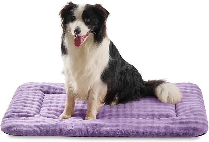 Dog Bed Mat Crate Pad for Large Dogs, Washable Soft Pet Sleeping Mat Kennel Pad with 3D Bubble Pattern, Dusty Purple, 36"x 23"