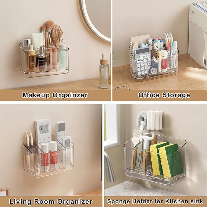 Toothbrush Holder for Bathroom Wall Mounted, 5 Slots Acrylic Toothbrush and Toothpaste Organizer with Removable Dividers Large Capacity Electric Toothbrush Holder for Bathroom Accessories, Smoke Grey