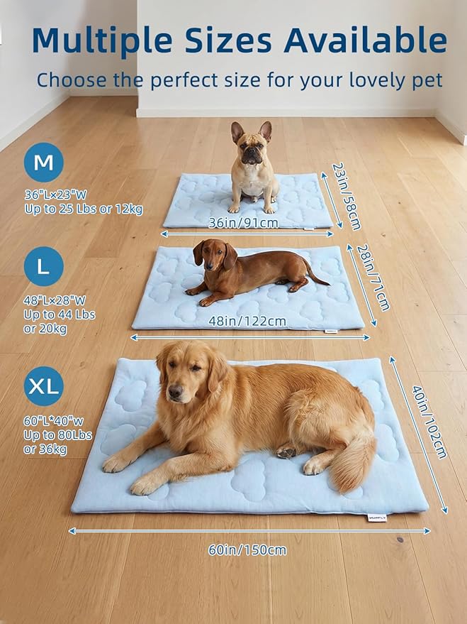 Huafly Dog Cooling Mat,Dual-Sided Cooling Mat for Dogs–Cooling Fabric for Summer,Velvet for All Seasons–Portable for Crate,Car Seat,Sofa&Floor,Machine Washable,Keeps Cats,Dogs&Puppies Cool,Cloud Blue