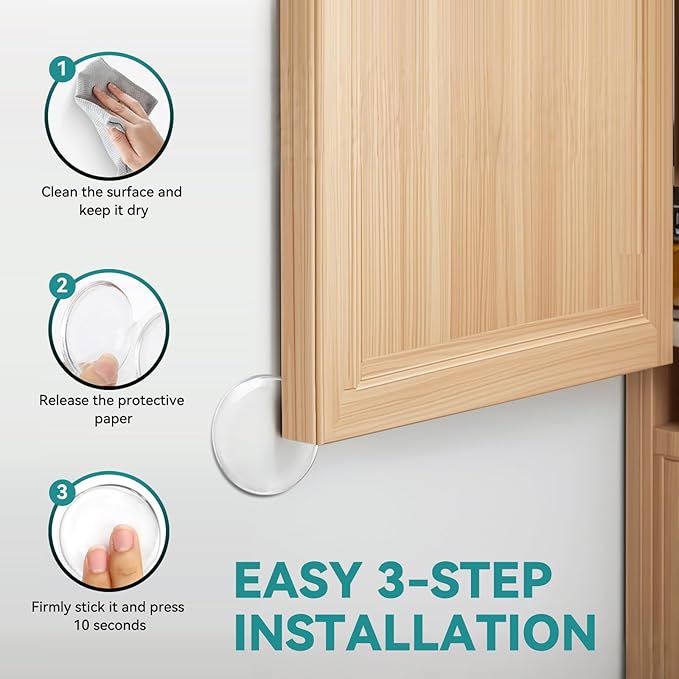 Door Stoppers for Wall, Etybetopstar 12Pack 2" Rubber Door Knob Wall Protectors, Strong Self-Adhesive Door Bumpers for Wall, Quiet & Shock-Absorbing Door Handle Stopper, Clear