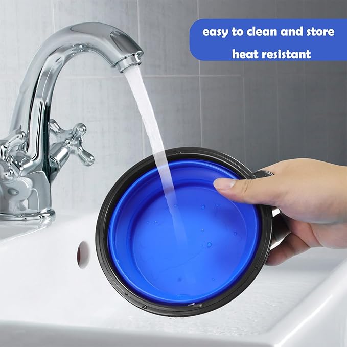 2 Pack Collapsible Dog Bowl Travel Portable Pet Bowls [34oz,1000ml],Expandable Foldable Food Water Feeding Dishes for Traveling Hiking Walking,with Carabiners [Green,Blue]