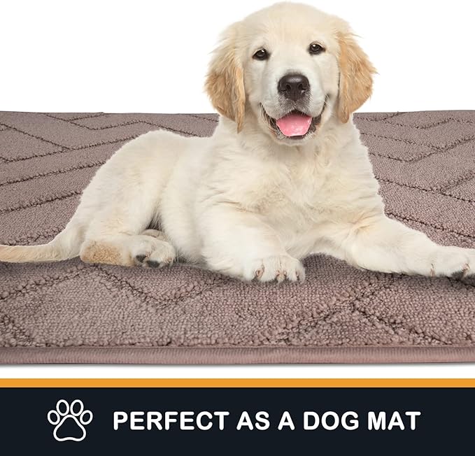 PURRUGS Dirt Trapping Door Mat 24" x 84", Non-Slip Machine Washable Entry Rug, Dog Doormat, Indoor Front Door Mat, Super Absorbent Entryway Rug for Muddy Shoes & Paws, Grayish Brown