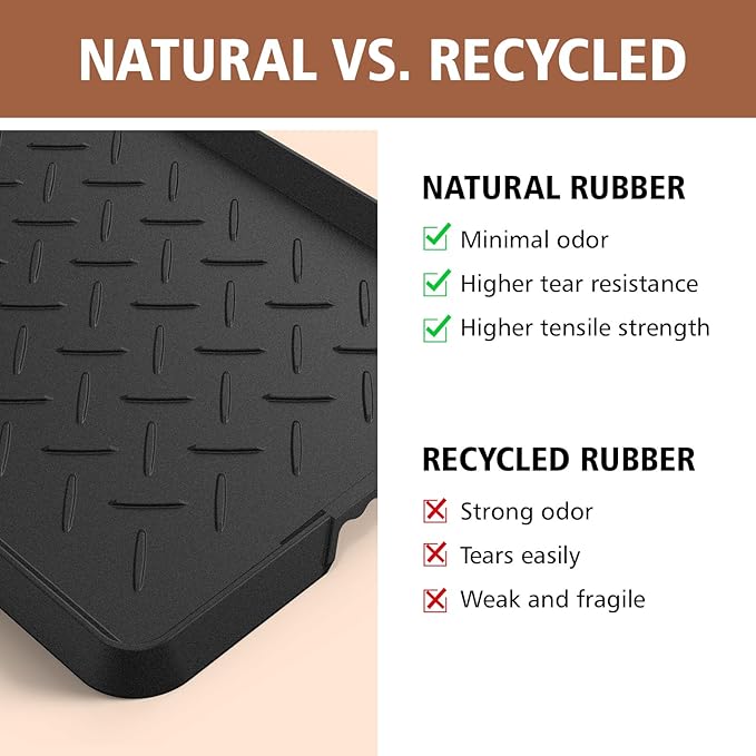 Extra Large Heavy Duty Boot Natural Rubber Shoe Mat for Entryway with Shoes Brush Large Boot Mat Multi-Purpose for Indoor or Outdoor, 16.1x 47.6 Inches