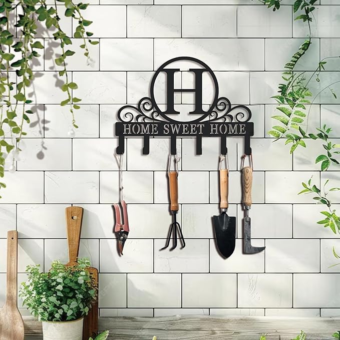 Metal Letter H Key Holder for Wall, Monogram Coat Rack Wall Mount, Key Hooks Perfect for Bathroom, Living Room, Kitchen, Office Ideal Wedding, Anniversary, Housewarming Gift (H)
