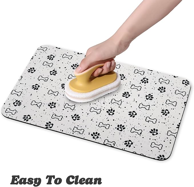 Dog Food Mats,Cat Absorbent Water Bowl Feeding Mats Pet Placemats for Food and Water Spot 12 * 20 inch