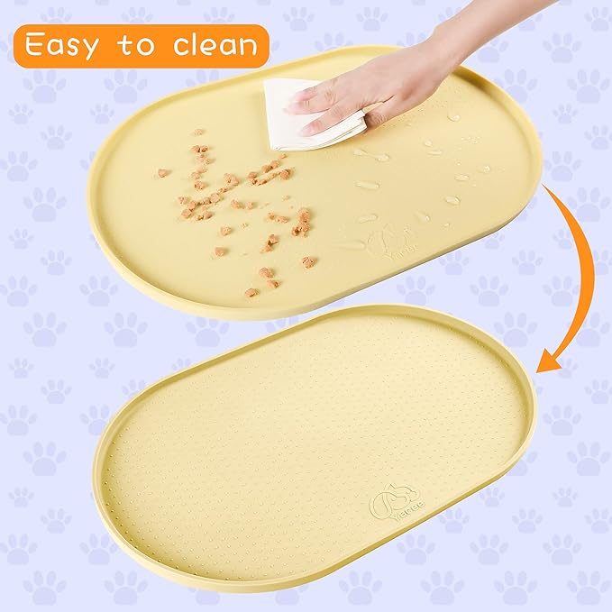 100% Waterproof 1.0" Raised Edge BPA Free Silicone Dog Food Mat, Pet Cat Feeding Mats Contain Spills Protects Floors, Placemats for Cats and Dogs Water Bowl Dishwasher XXL Large.
