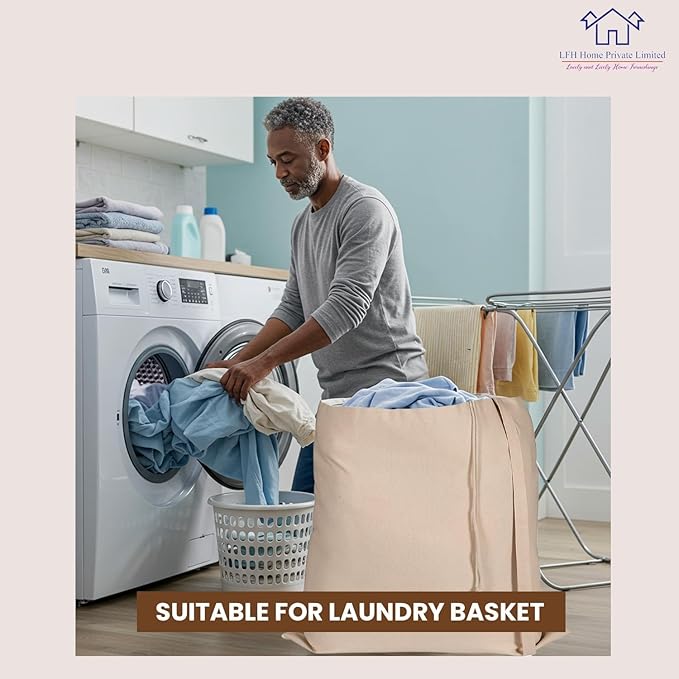 LFH Home Large Premium 100% Cotton Canvas Laundry Bag with Drawstring and Handles Heavy Duty, Multi-Use, and Washable for Home, Travel, College or Storage 20x30 (Pack of 6)-Natural