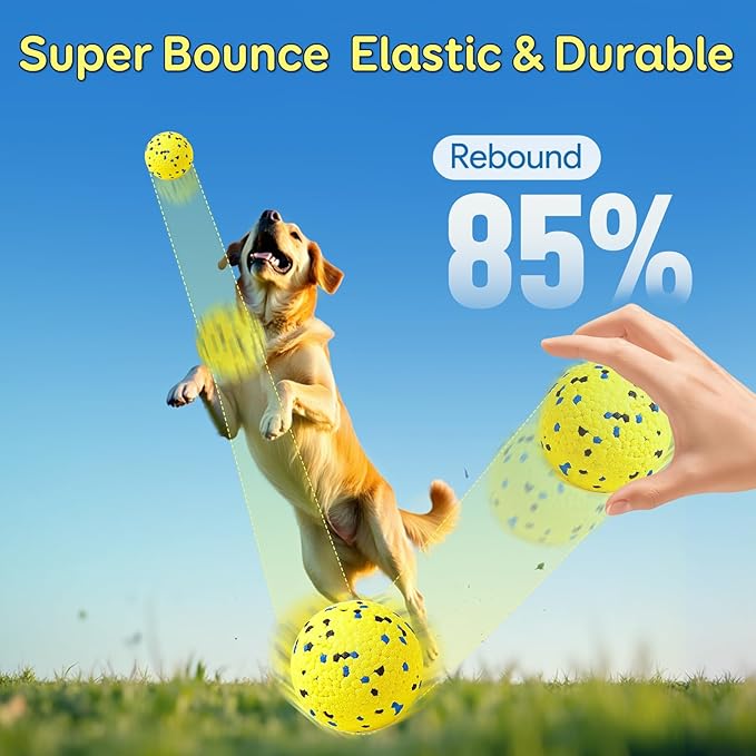 Kimee Dog Balls Tennis Ball Toys Dog Toys for Aggressive Chewers Durable Teething Chew Toys Water Toy Fetch Ball for Large Medium Small Dog and Puppies (4 Balls)