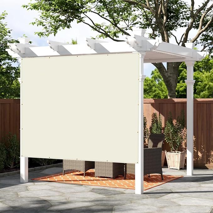 SUNNY GUARD Shade Cloth Custom Size 7x22 FT Sun Shade Screen Fabric Shade Cover Tarp with Grommets for Pergola Backyard Garden, Butter Cream(We Customized)