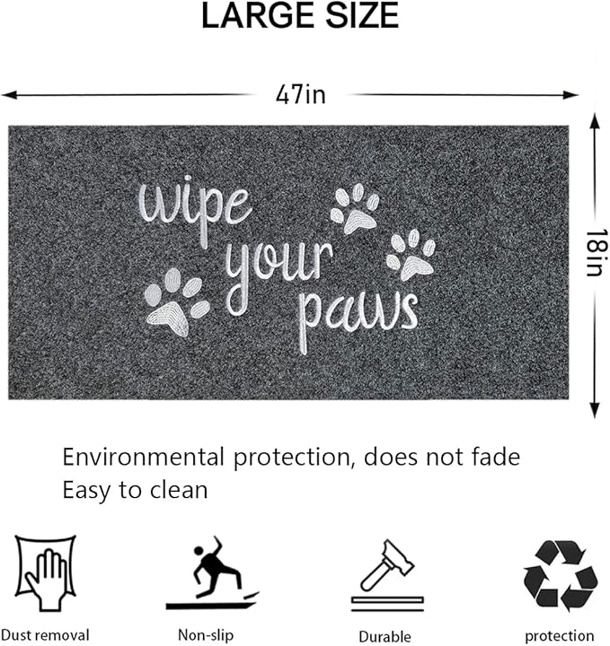 Large Welcome Mats Funny Text Dog Door Mat Do Not Knock We Know You're Here Doormat with Rubber for Outside Entryway Mat for Back Front Door Entrance Doormat 18"x47" Grey