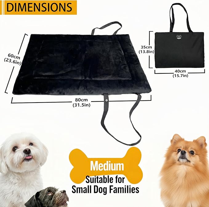 Topyangs Portable Dog Mat, Waterproof Outdoor Pet Mat for Camping Sleeping, Pet Cushion Pad with Handle for Small Dogs, Outdoor Training Dog Bed for Puppies, Easy to Carry, Super Soft