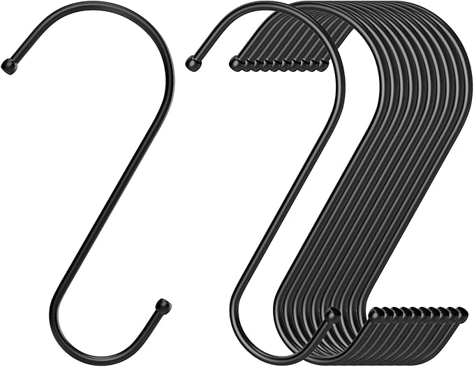 RELBRO Large S Hooks, 6 Inch Metal Hanging Plants Hooks, Reversible, Heavy Duty, Black, 12 Pcs
