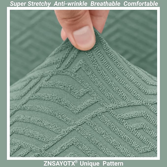 ZNSAYOTX Stretch Fit Futon Cover (67"-82") Armless Futon Sofa Bed Slipcover with Elastic Band, Universal Foldable Sofa Mattress Protector Full Queen Size, Washable Comfort Jacquard (Pea Green)