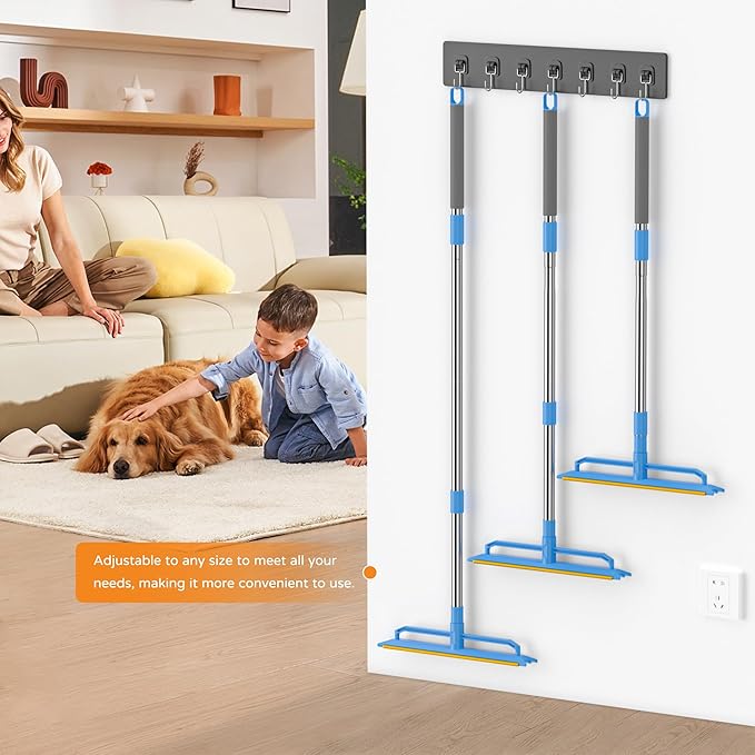 Double-Sided Carpet Rake – Long Handle Pet Hair Removal Tool for Carpets, Furniture & Car Interiors, Adjustable & Durable Stainless Steel Hair Remover Sweeper