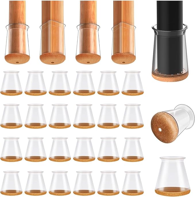 Ansible 24 pcs Chair Leg Floor Protectors, Furniture Felt Pads Silicone Covers caps for Chairs,Chair Leg Protectors for Hardwood Floors (X-Small fit:0.5''-0.89'')