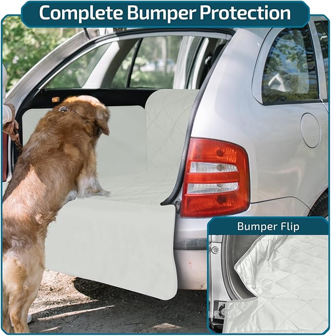 Veckle SUV Cargo Liner for Dogs with Side Flaps, Large (54" x 93") Water Resistant Trunk Cover, Non-Slip Pet Area Protector with Bumper Flap, Universal Fit for SUVs Sedans Vans, Gray