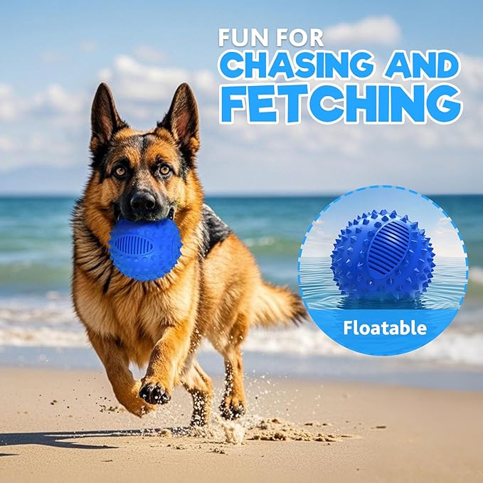 petizer 4" Squeaky Dog Balls for Aggressive Chewers, Durable Interactive Spiky Ball for Teething, Indestructible Rubber Dog Chew Toys, Tough Pet Toys for Small, Medium & Large Breeds