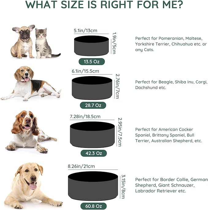 SPUNKYJUNKY 60OZ Ceramic Dog and Cat Bowl, Modern Cute Weighted Food Water Bowl for Replacement Black (2 Pack)