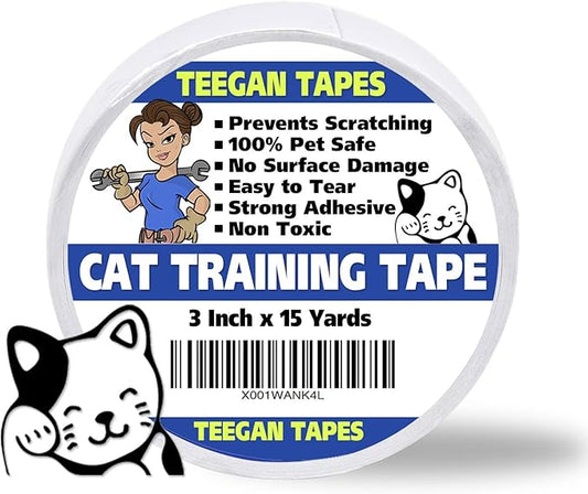 Double Sided Sticky Cat Scratch Tape | Couch & Furniture Protector from Cats | Anti Cat Scratch Tape for Carpet & Upholstery | 3 Inch x 15 Yards | by Teegan Tapes